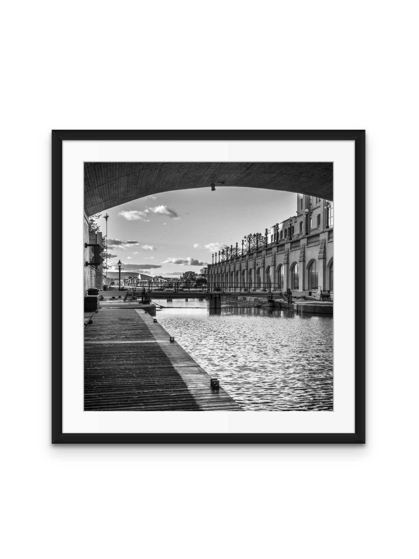 Locks Under Bridge B&W
