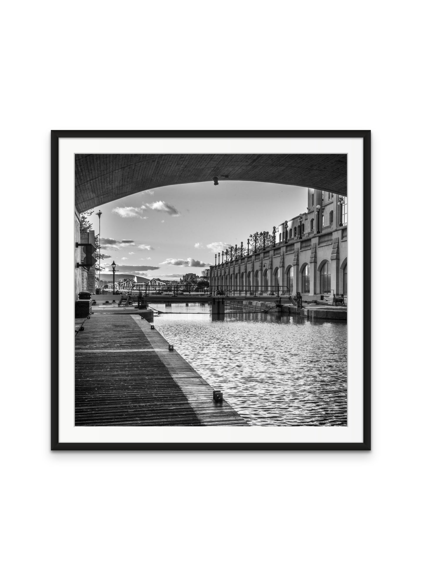 Locks Under Bridge B&W