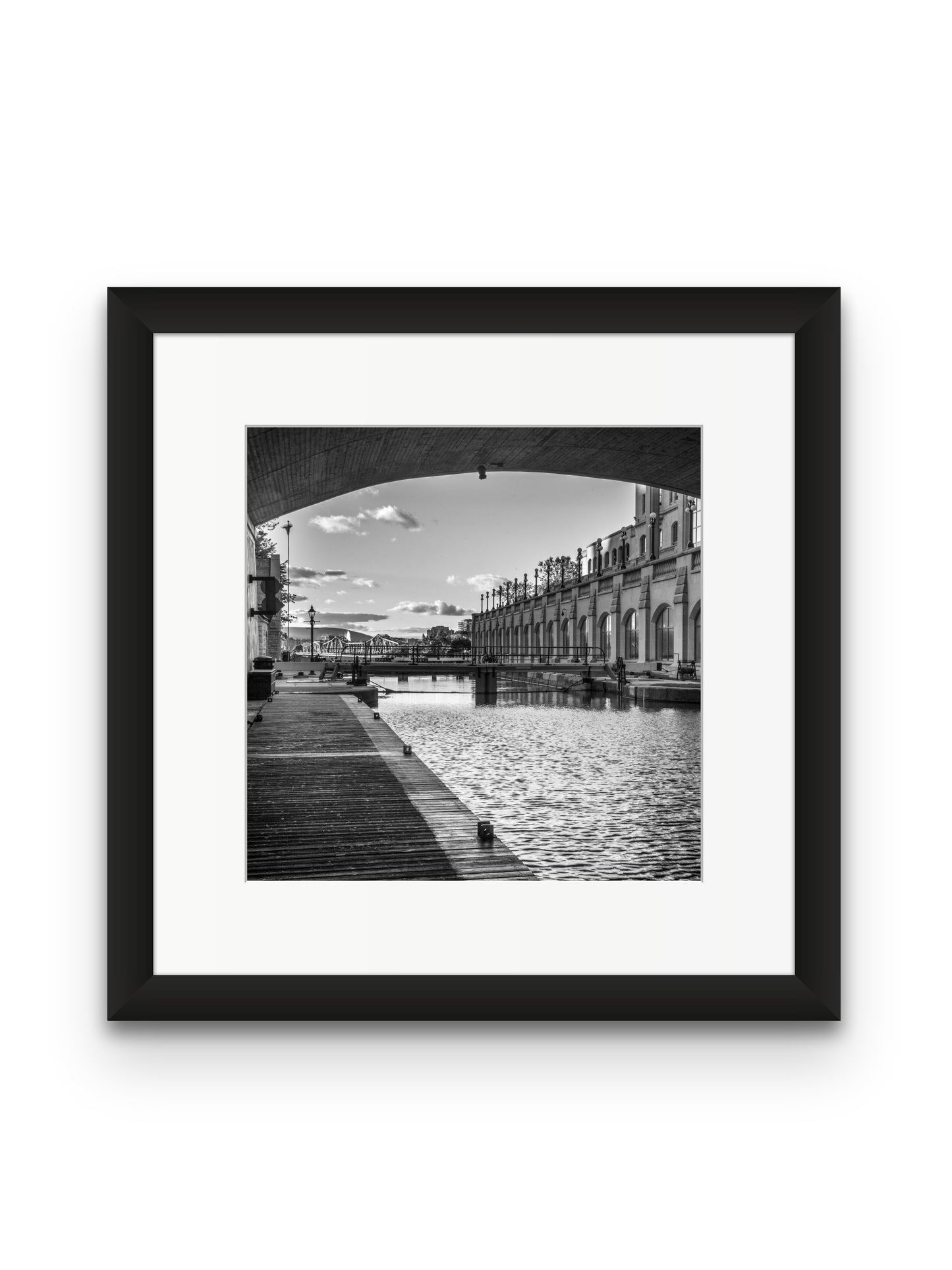 Locks Under Bridge B&W