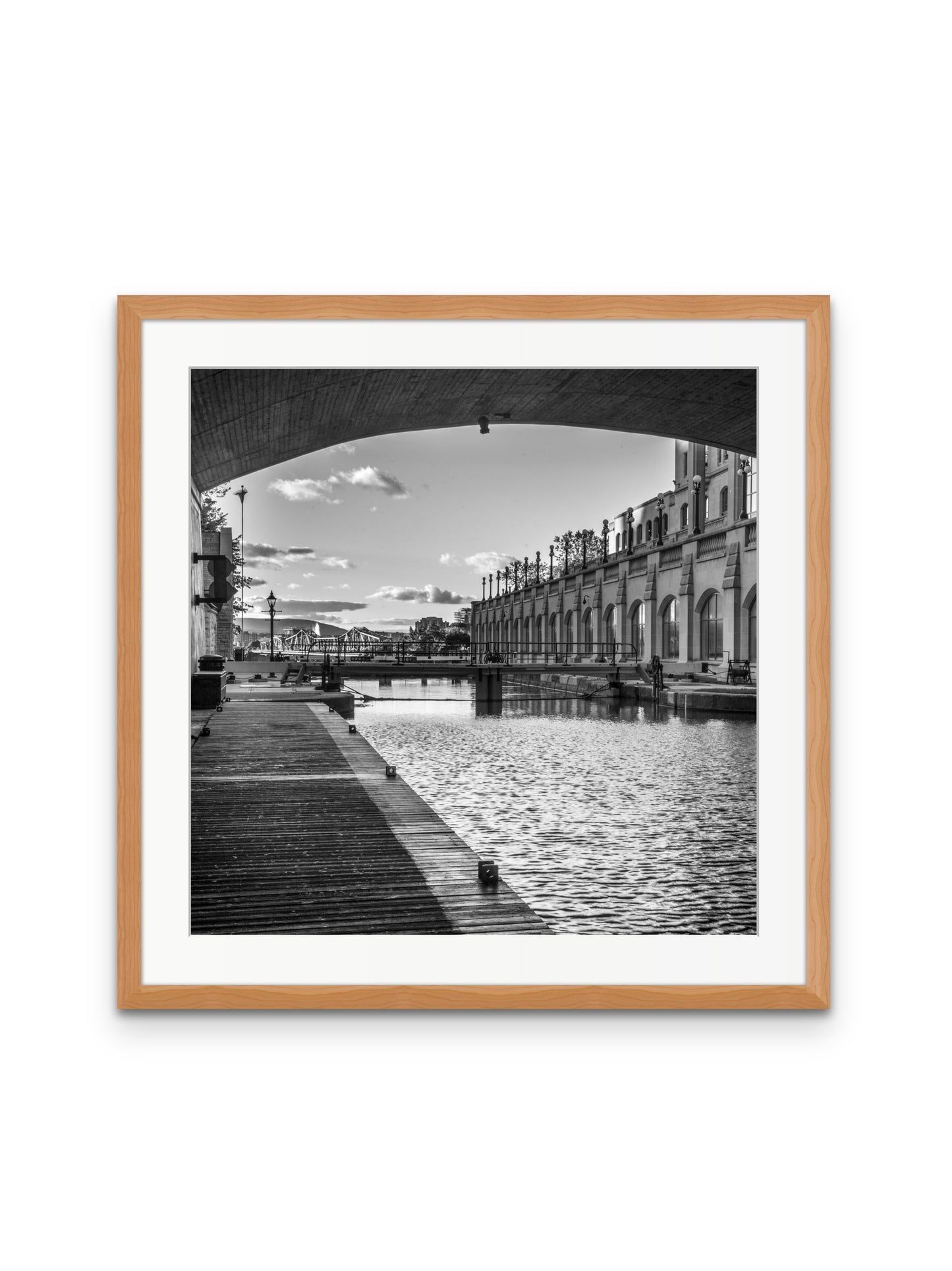 Locks Under Bridge B&W