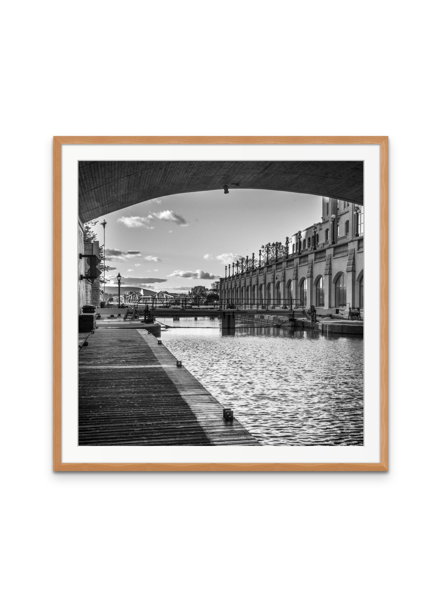 Locks Under Bridge B&W