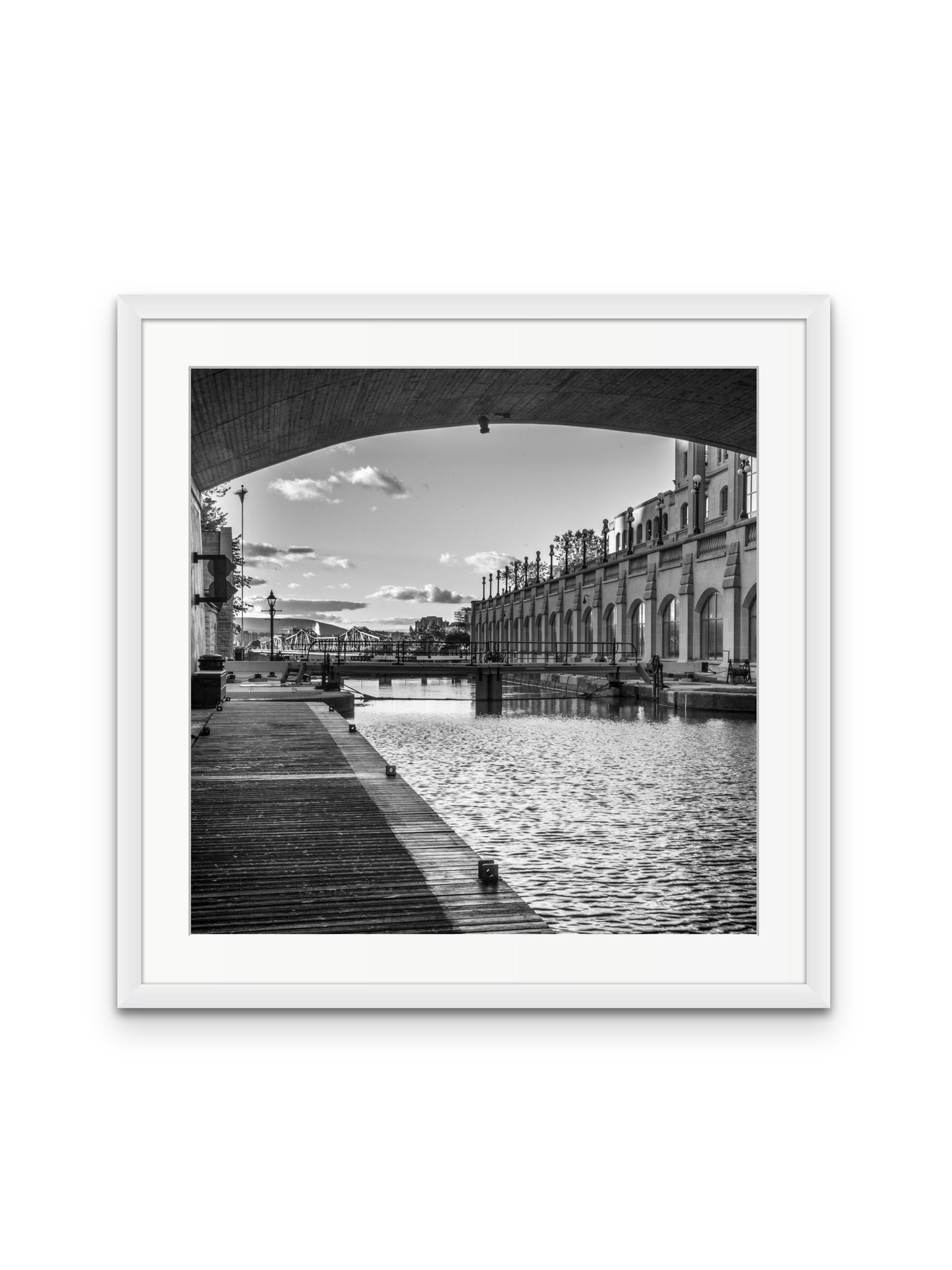 Locks Under Bridge B&W