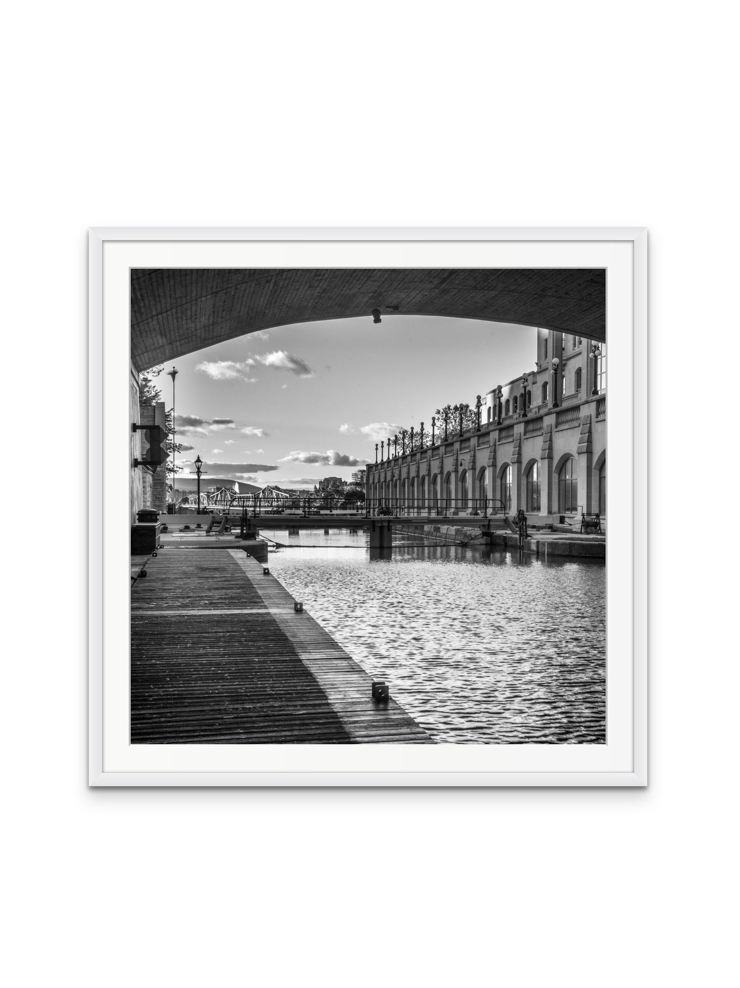 Locks Under Bridge B&W