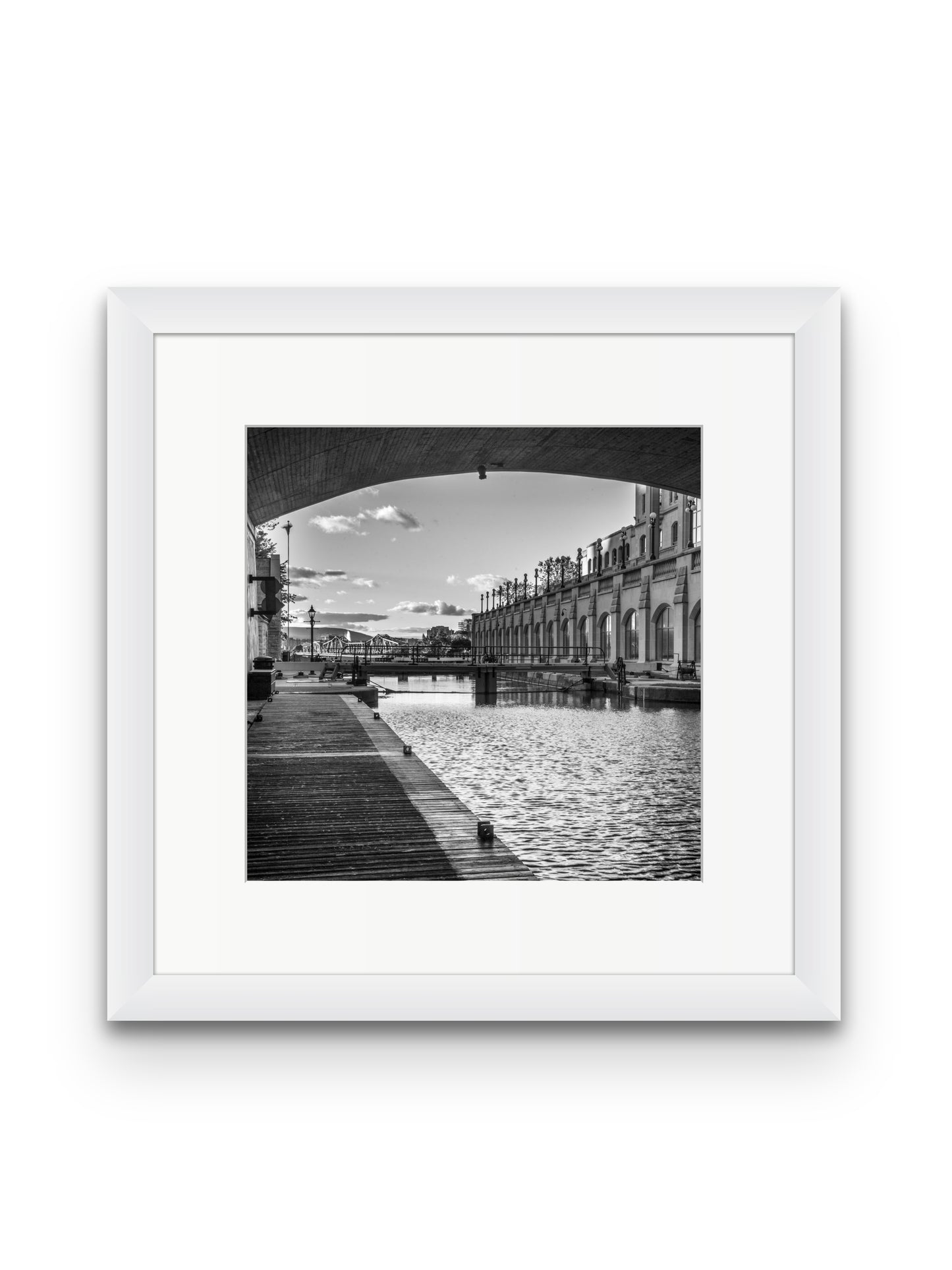 Locks Under Bridge B&W