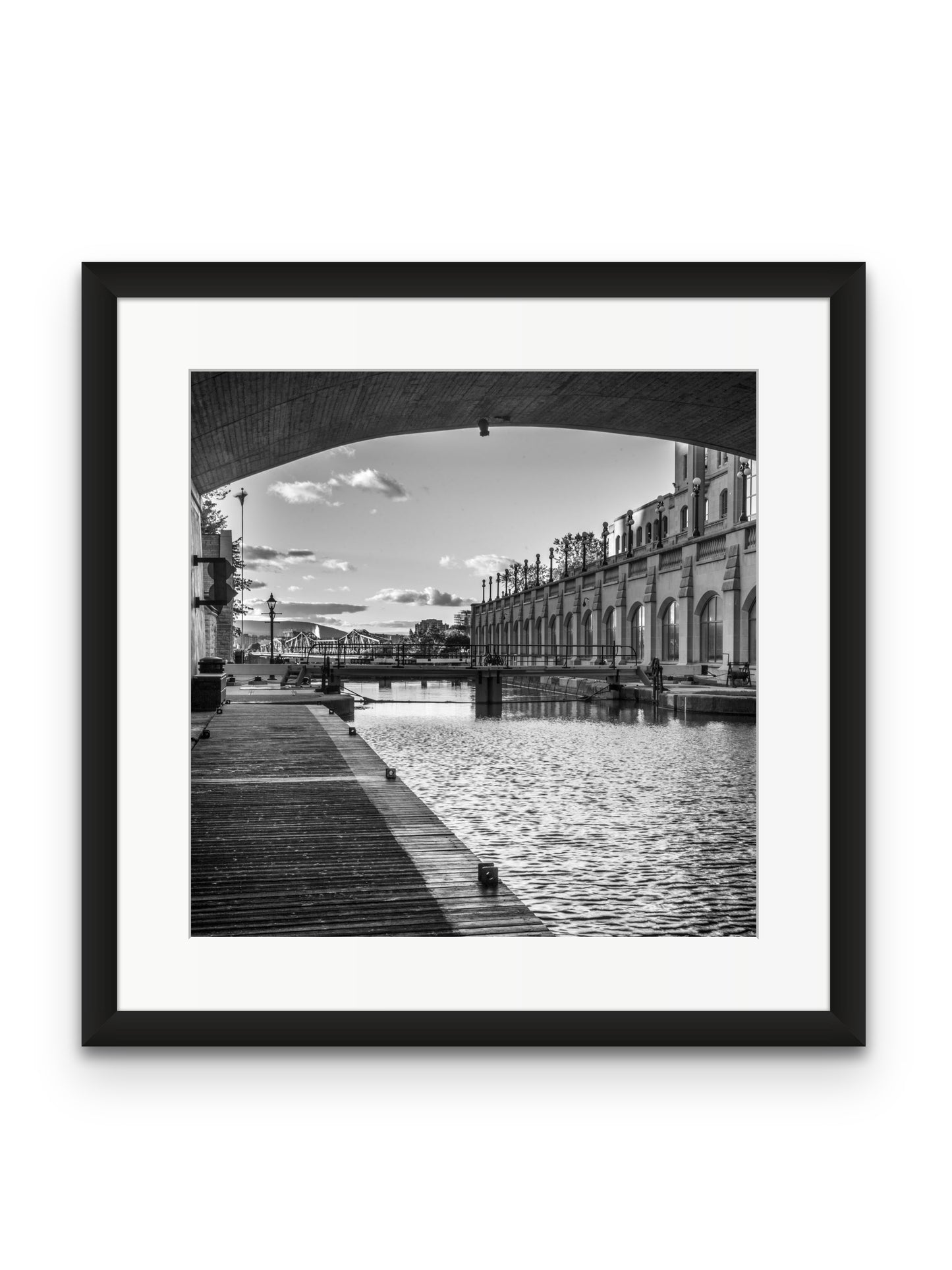 Locks Under Bridge B&W