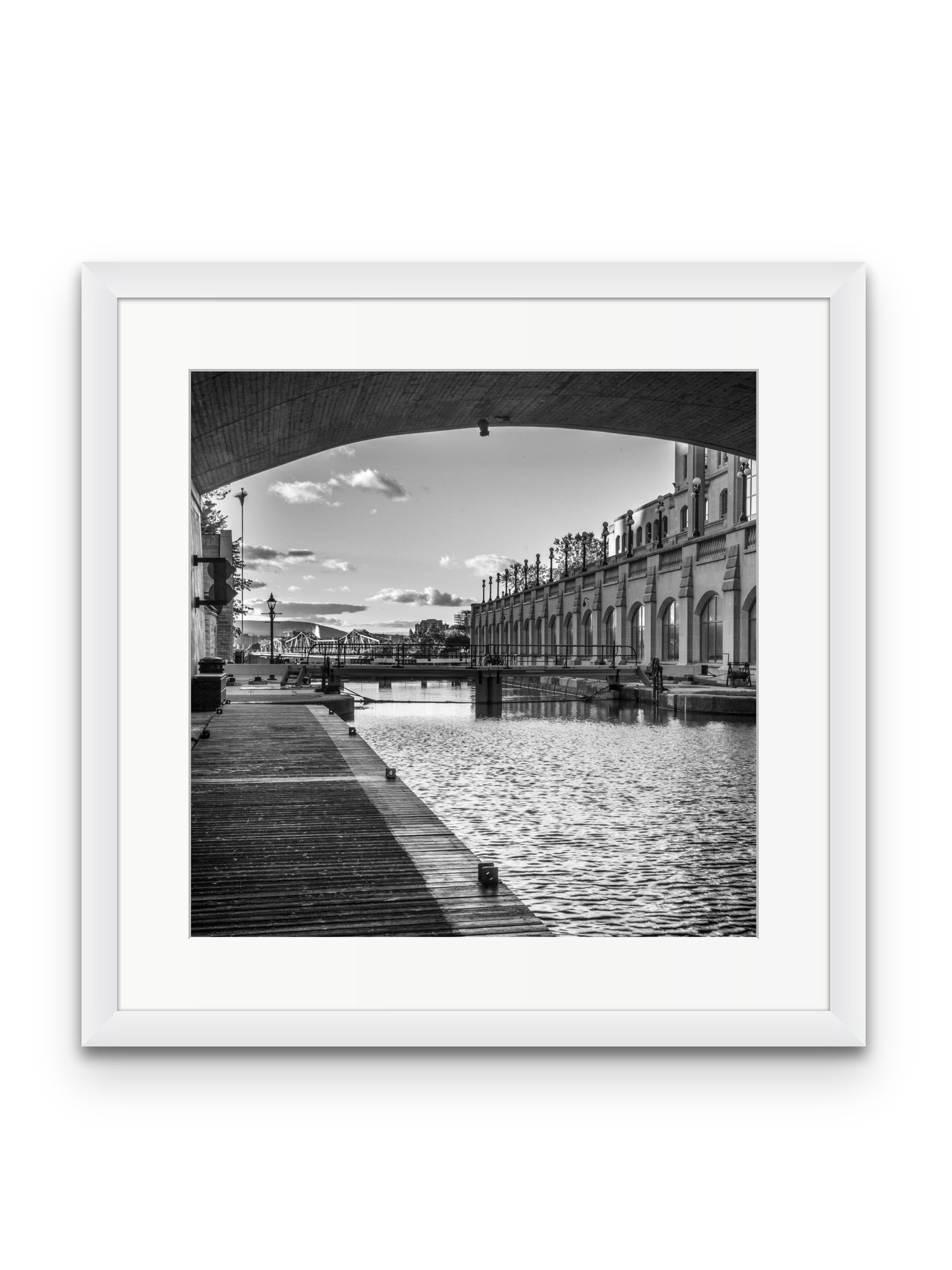 Locks Under Bridge B&W