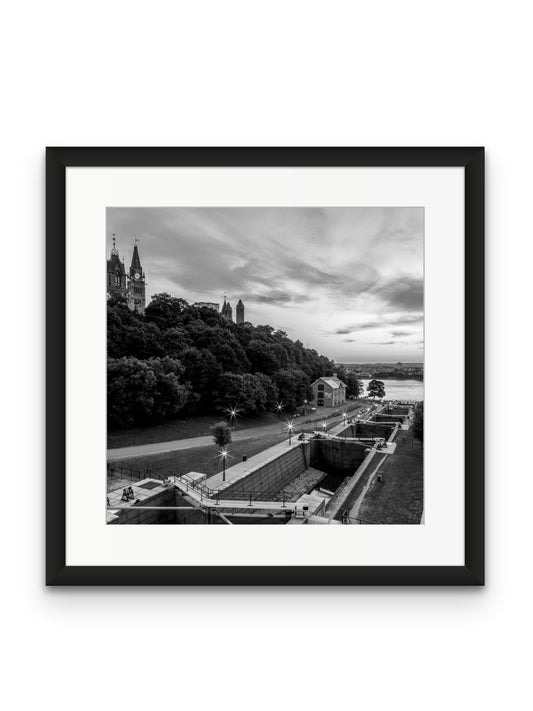 Locks at Dusk B&W